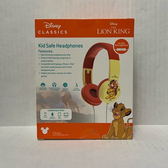 Lion King Safe Headphones Volume Limiting Age 6+ Volume Limiting Wired W/micr - Picture 3 of 4